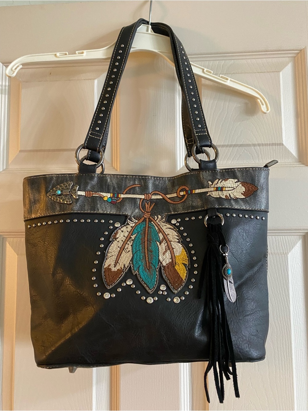 American Bling Black Leather Western/ Native American Purse